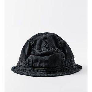 NEW ZARA BUCKET HAT WITH TOPSTITCHING BLACK/gray